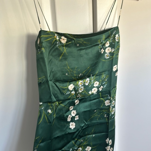 NEW Reformation Frankie Silk Dress in Buena Green Floral | size 0 - Picture 11 of 12